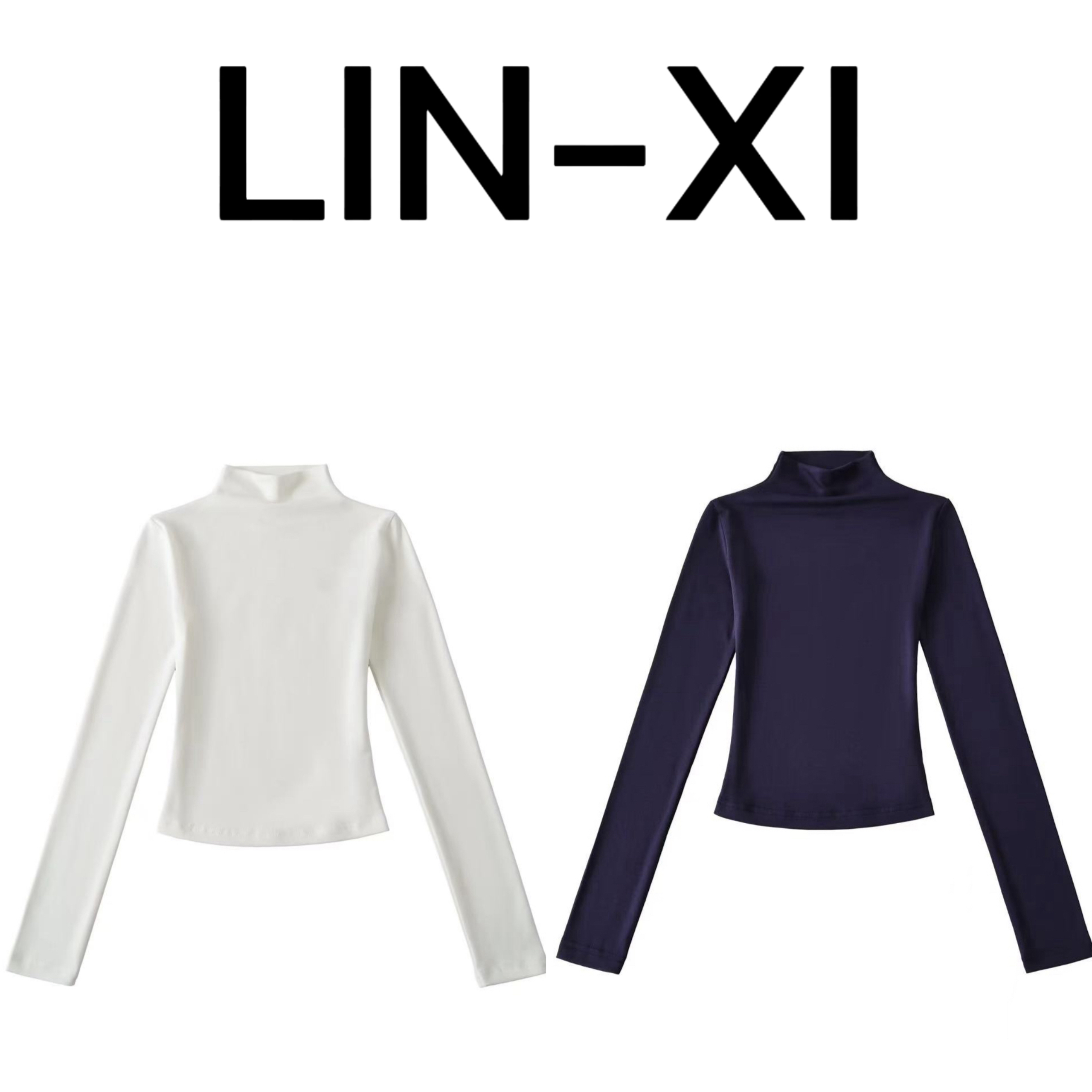 LIN-XI 纯色百搭长袖内搭打底衫T恤时尚修身半高领女保暖 25205