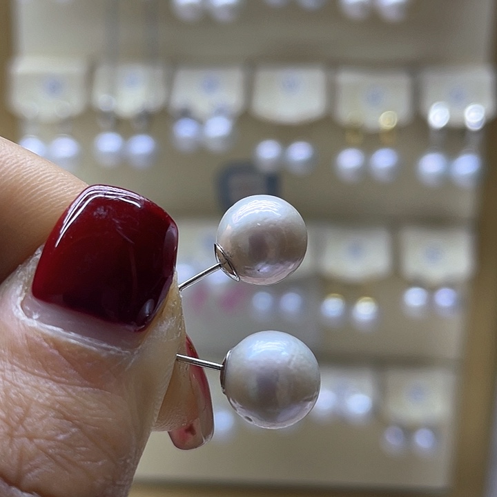 淡水珍珠耳饰银S925镶嵌