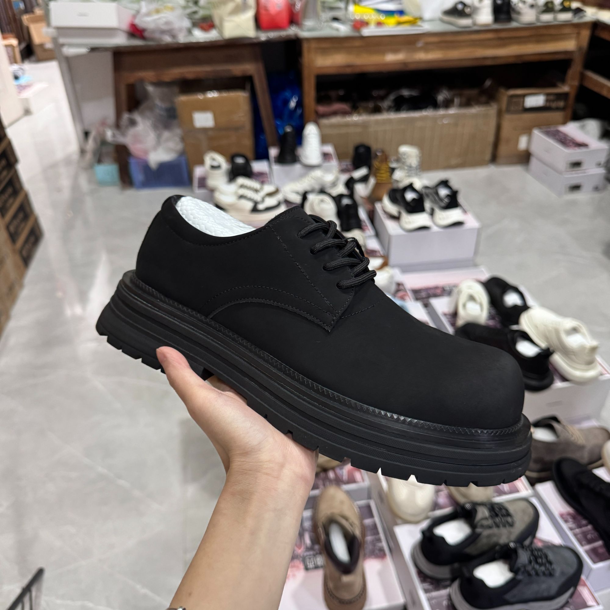 【梅西】秋冬款式低帮大头黑色男士大头靴YC2822