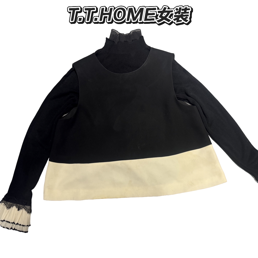 撞色无袖马甲女春秋宽松设计感小众高级感叠穿马夹上衣洋气百搭