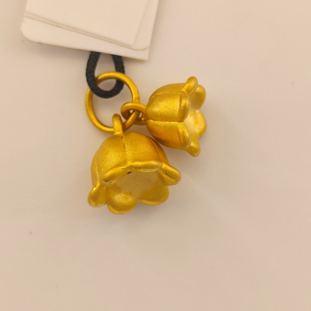 足金999铃兰花提溜吊坠送礼物硬金（实际克重多退少补）