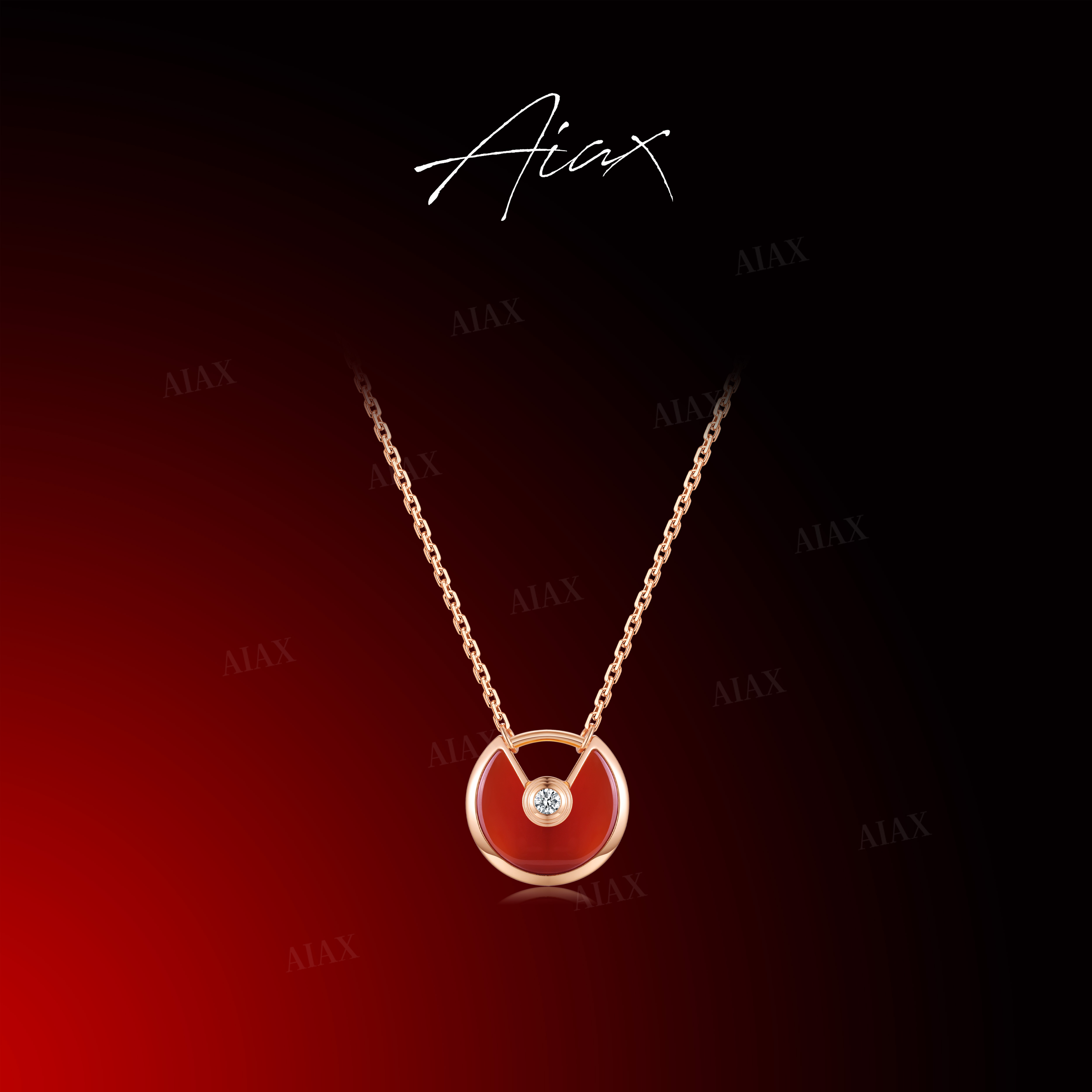 AIAX 925银 镀K金【情人节】百搭圆形镂空附身符项链TSJ9460