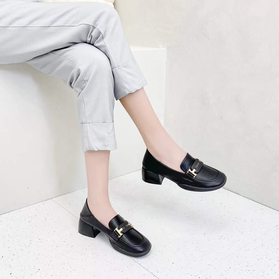 专柜正品189997乐福鞋时尚休闲百搭真皮软底春季粗跟英伦风