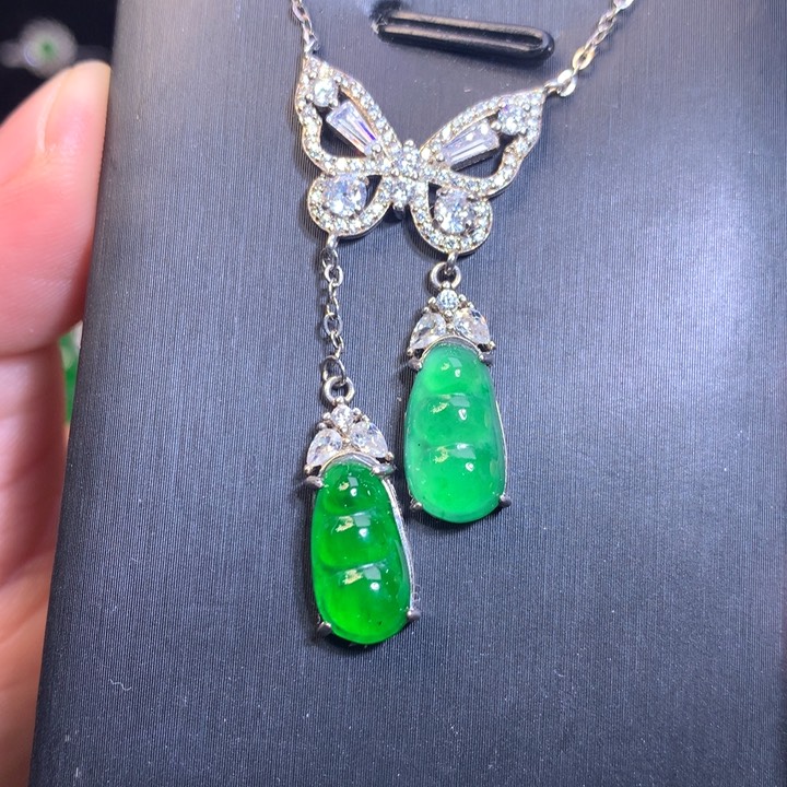 【闪购商品】翡翠银S925镶嵌颈饰天然翡翠