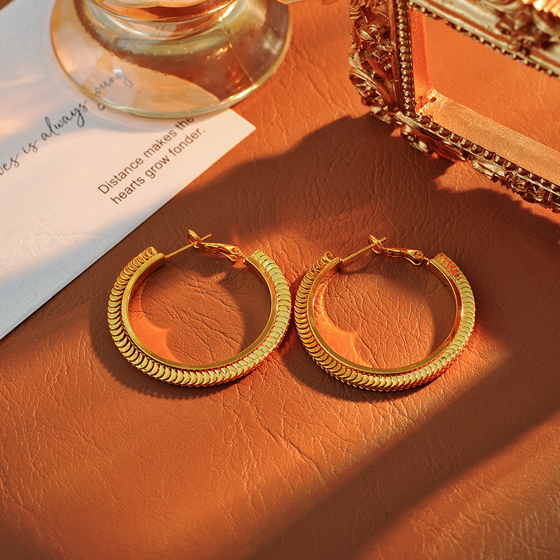 合金耳饰 1021酷甜金属风圈圈耳环气质款特色几何耳圈设计感耳饰