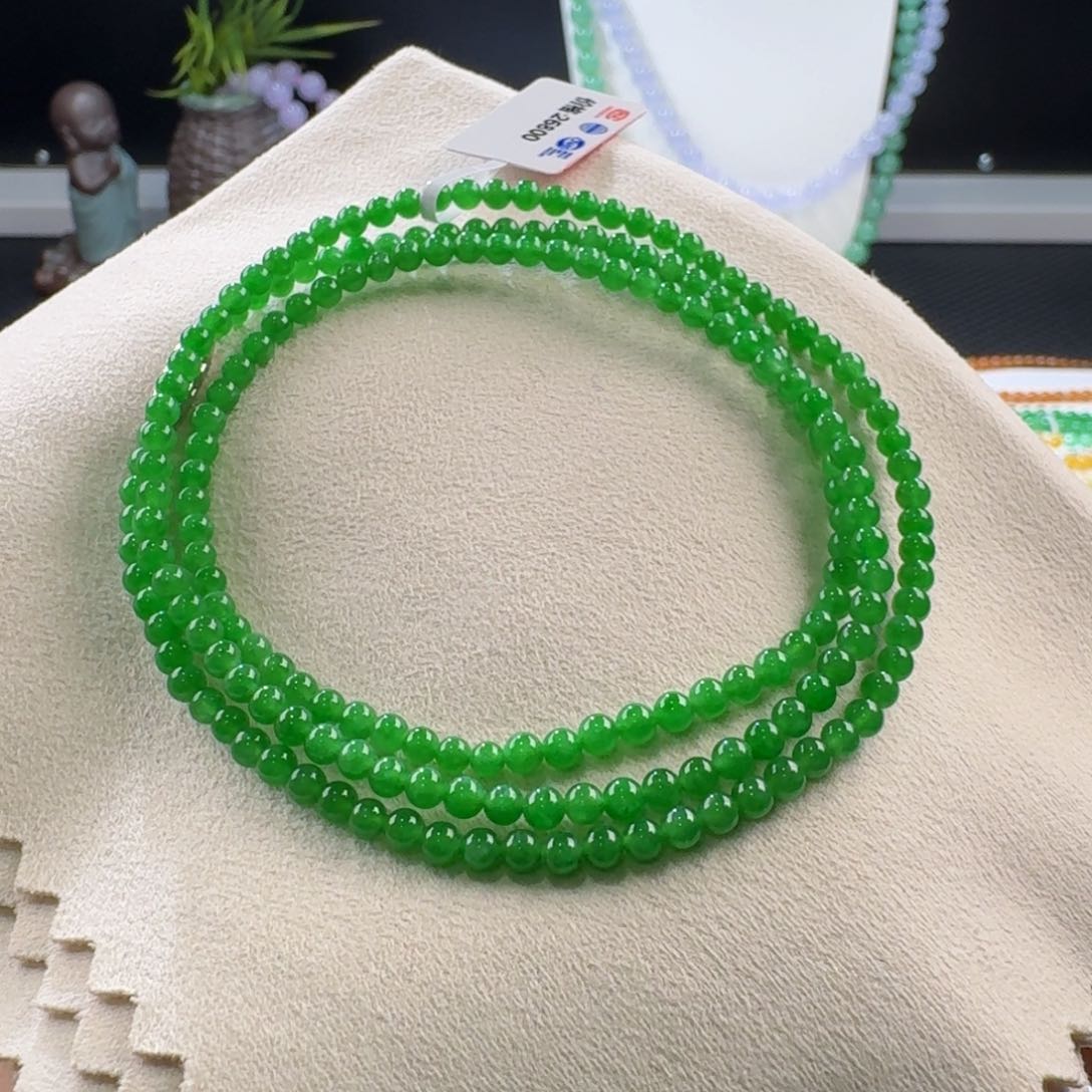 翡翠手链未镶嵌冰阳绿卡3.2十星推荐！！！