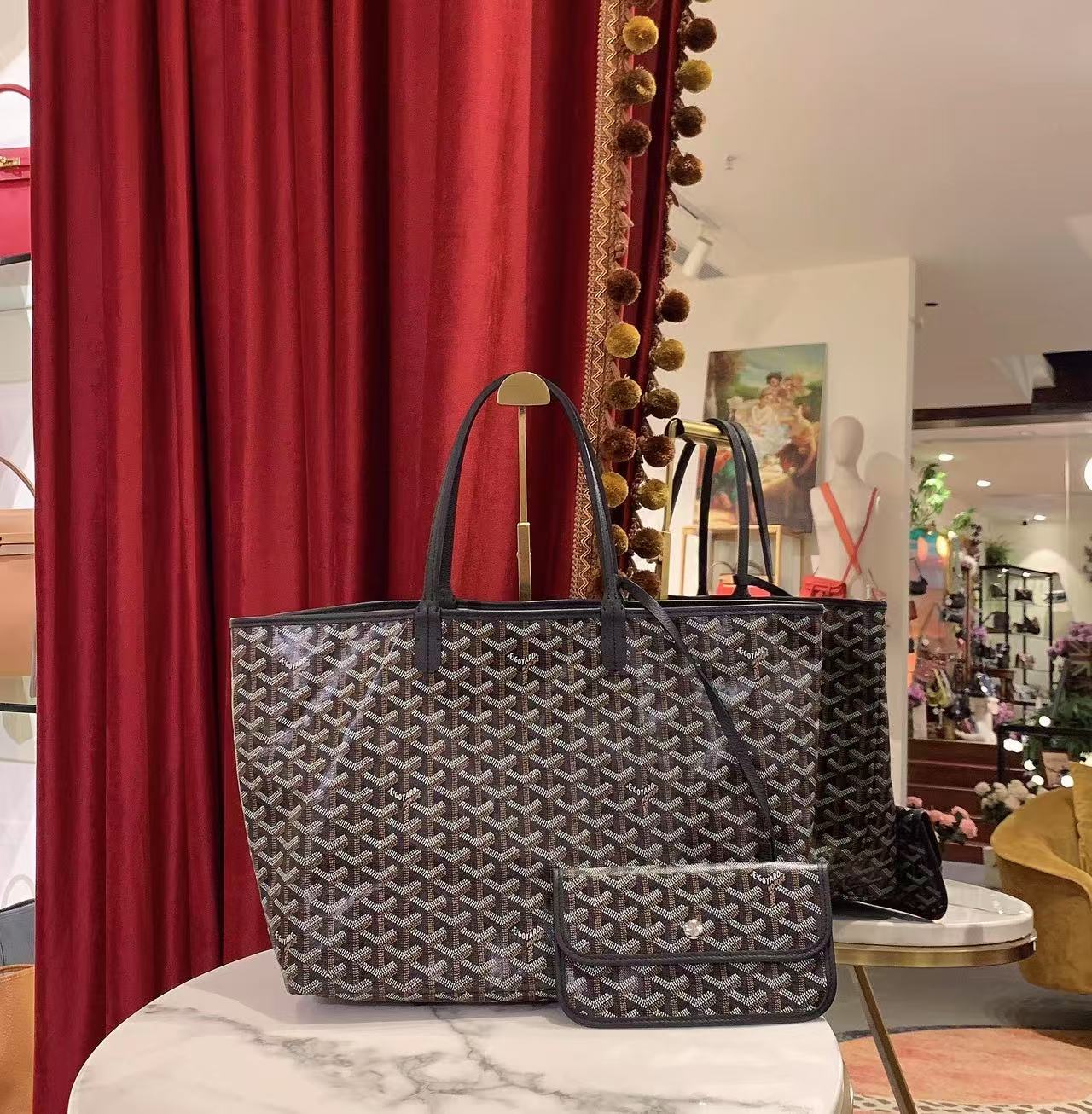 95新 Gaoy/戈雅 GGS戈雅hobo黑色老花银扣单肩包58171642