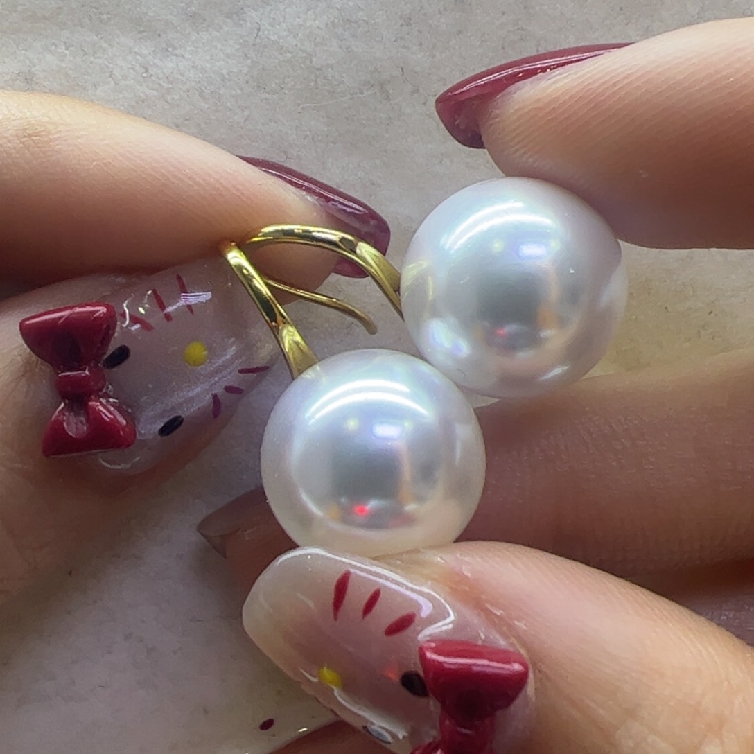 淡水珍珠耳饰18K金镶嵌