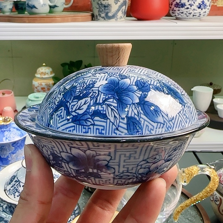 青花瓷器茶具套装旅行套装 茶叶罐玻璃杯等