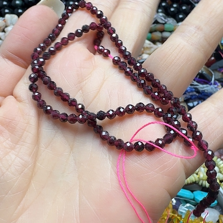 玛瑙/玉髓未镶嵌珠宝半成品一条3m切面石榴石