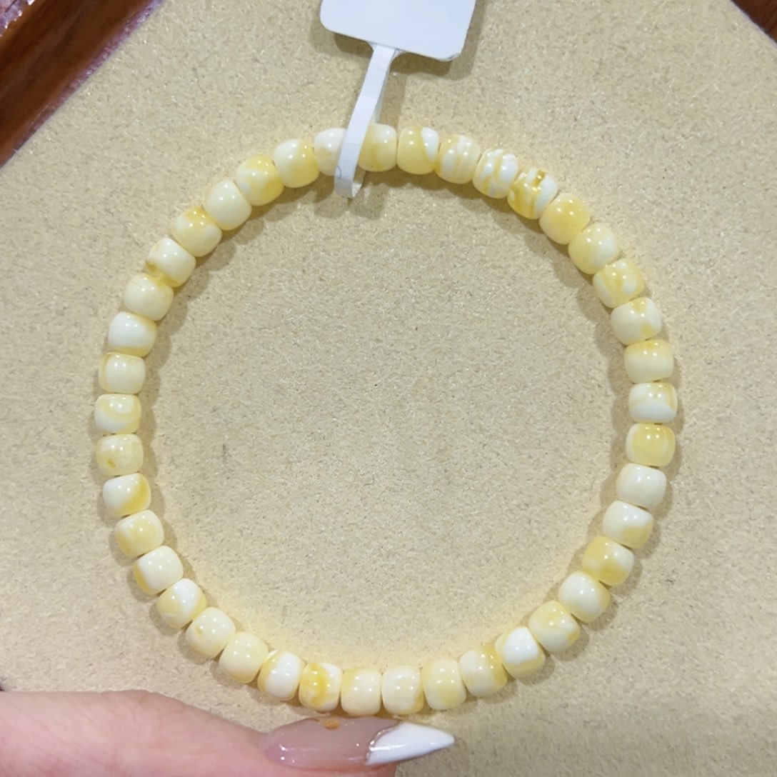 蜜蜡手链未镶嵌瘦****n5m金瓷白