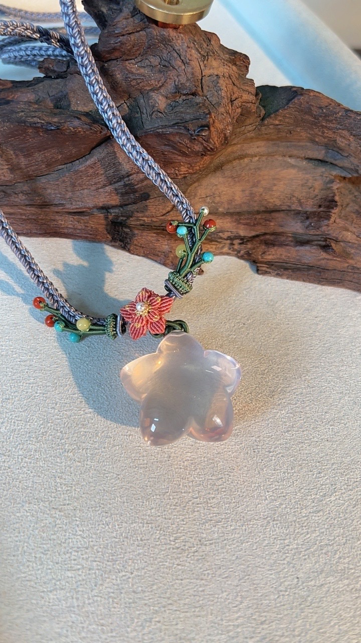 天然莫桑比克粉水晶六芒星星星配高级编绳手工气质粉13仙女时尚