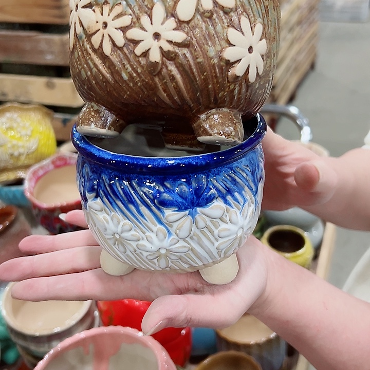 有孔.凑满10元发货多肉陶瓷花盆！