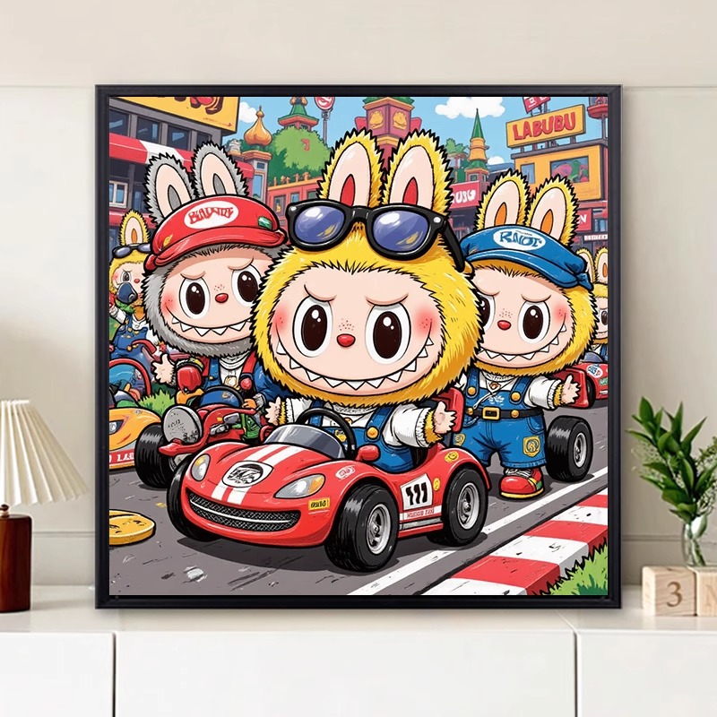 拉布布数字油画diy手工绘填涂色labubu卡通游戏丙烯油彩装饰挂画