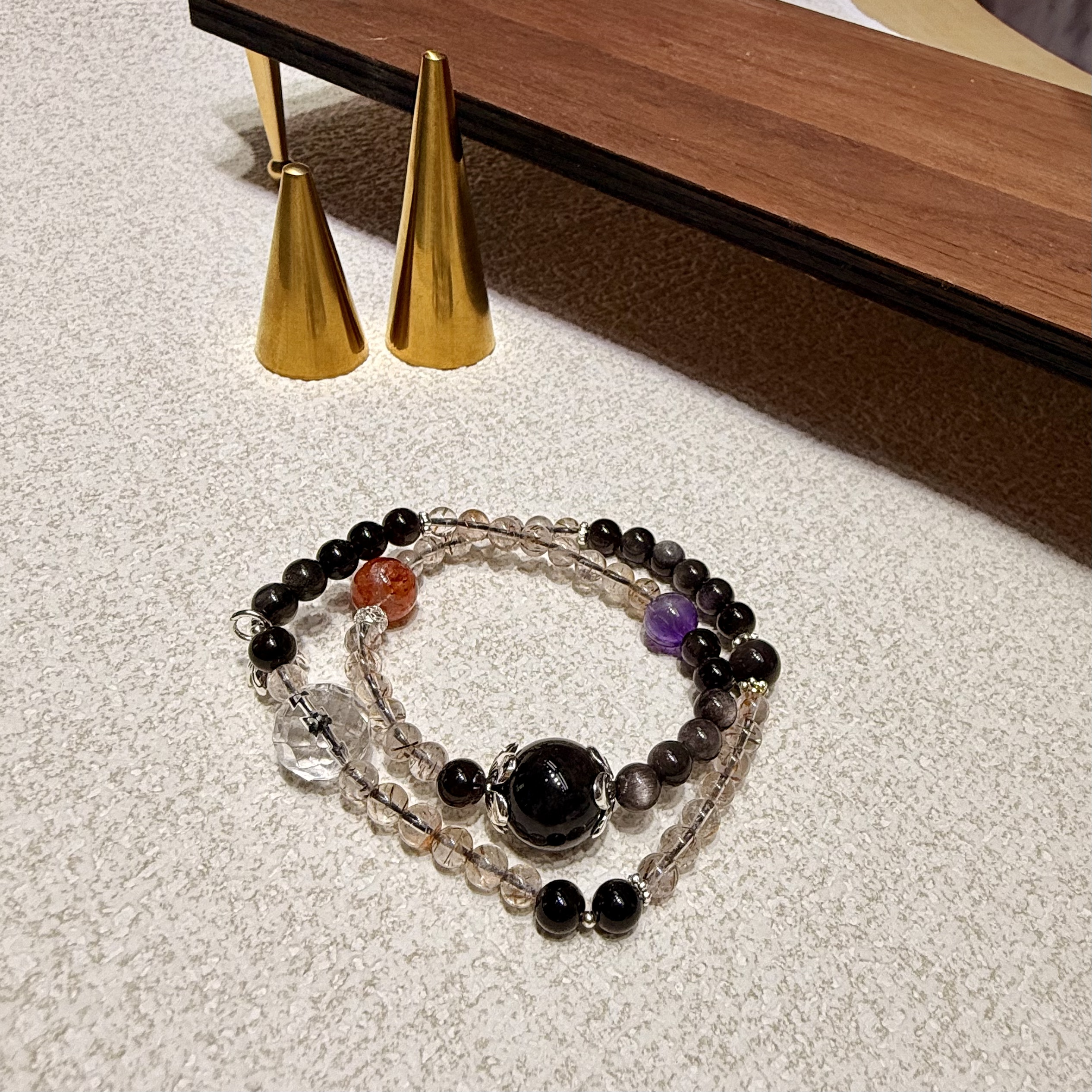 银耀石双圈手串女款天然微瑕多样性发其一