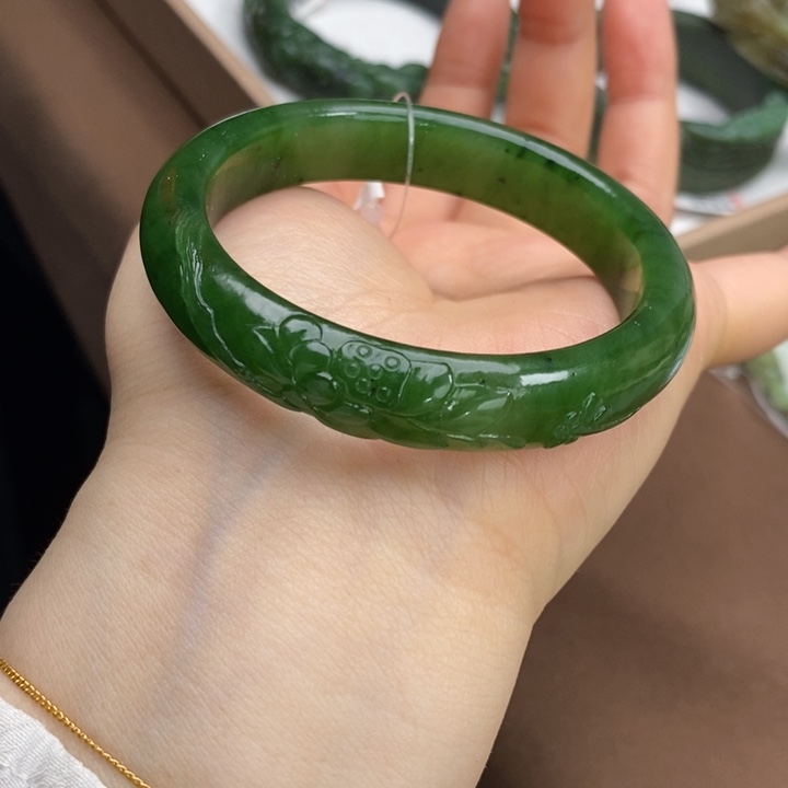 和田玉手镯未镶嵌碧玉手镯54.5#