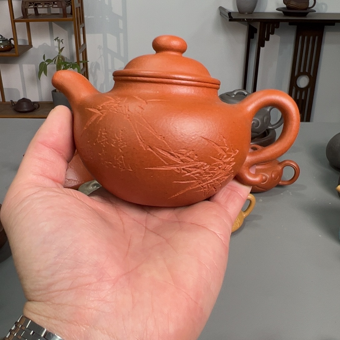 茶壶紫砂全手大亨莲子大红泥