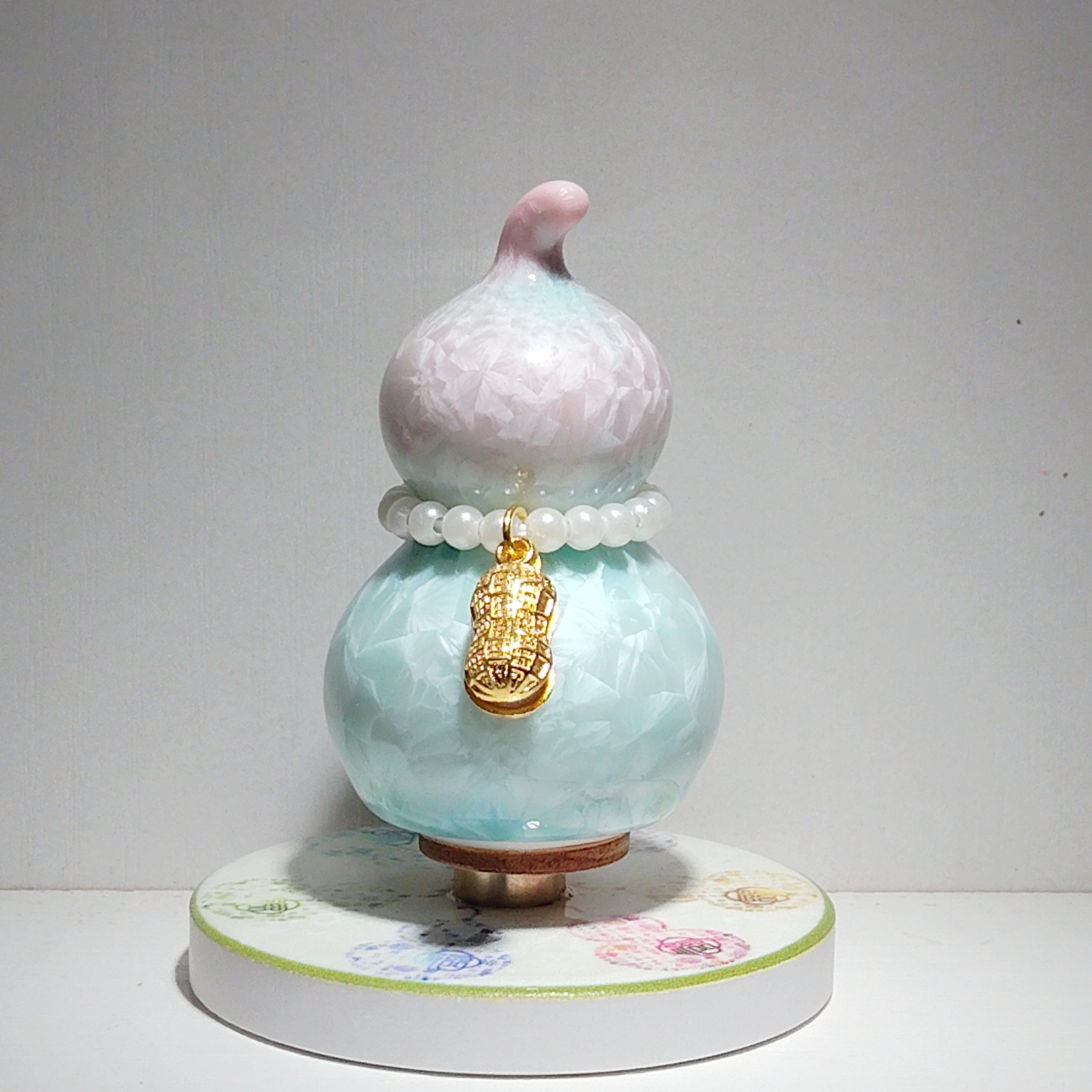 景德镇陶瓷转转结晶双色釉《葫芦》车载摆件