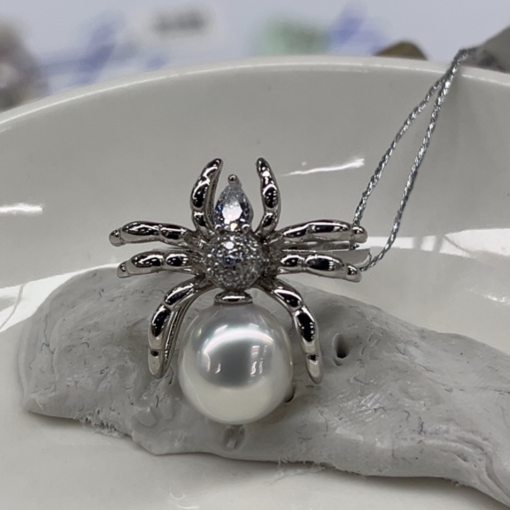 银S925镶嵌戒指海水珍珠9-10mm