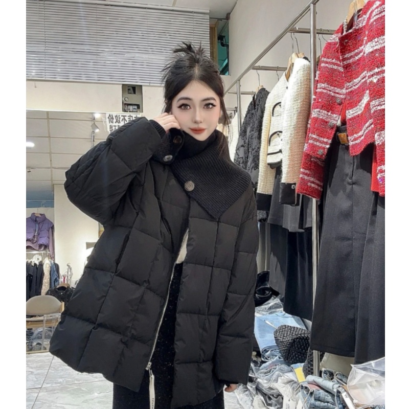 2024新款韩系宽松显瘦可拆围脖领百搭羽绒服外套8372