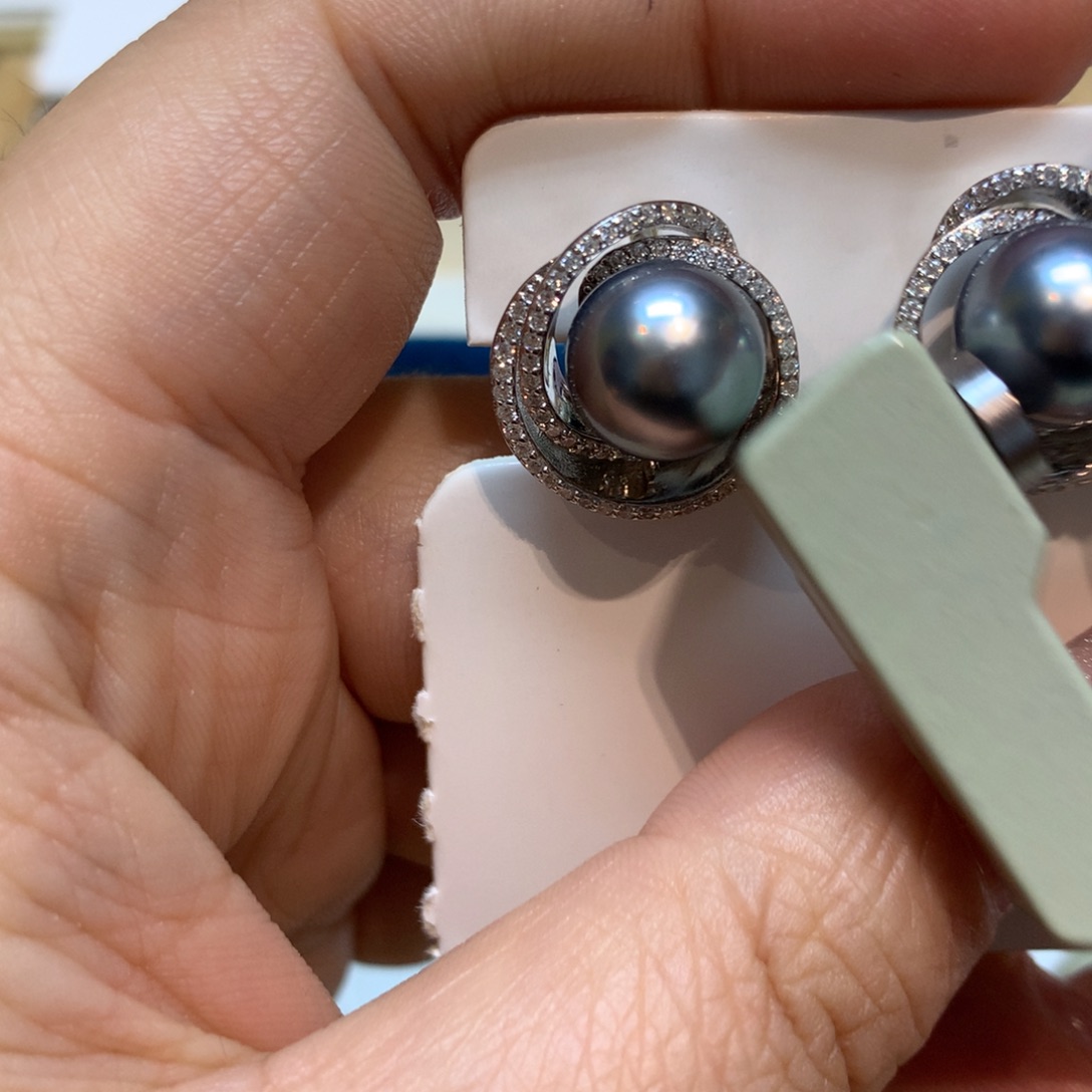 海水珍珠耳饰银S925镶嵌