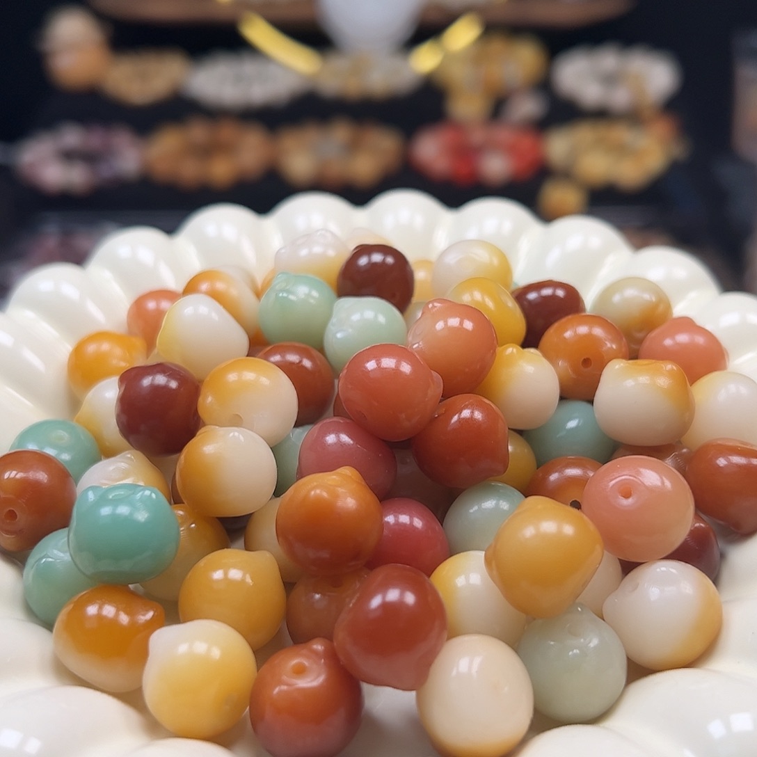 手串菩提根/象牙果卡14糖果色猫头100颗