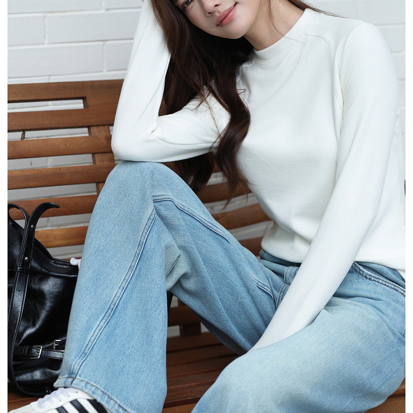 qgg女装秋冬新品加绒纯色圆领打底衫 862