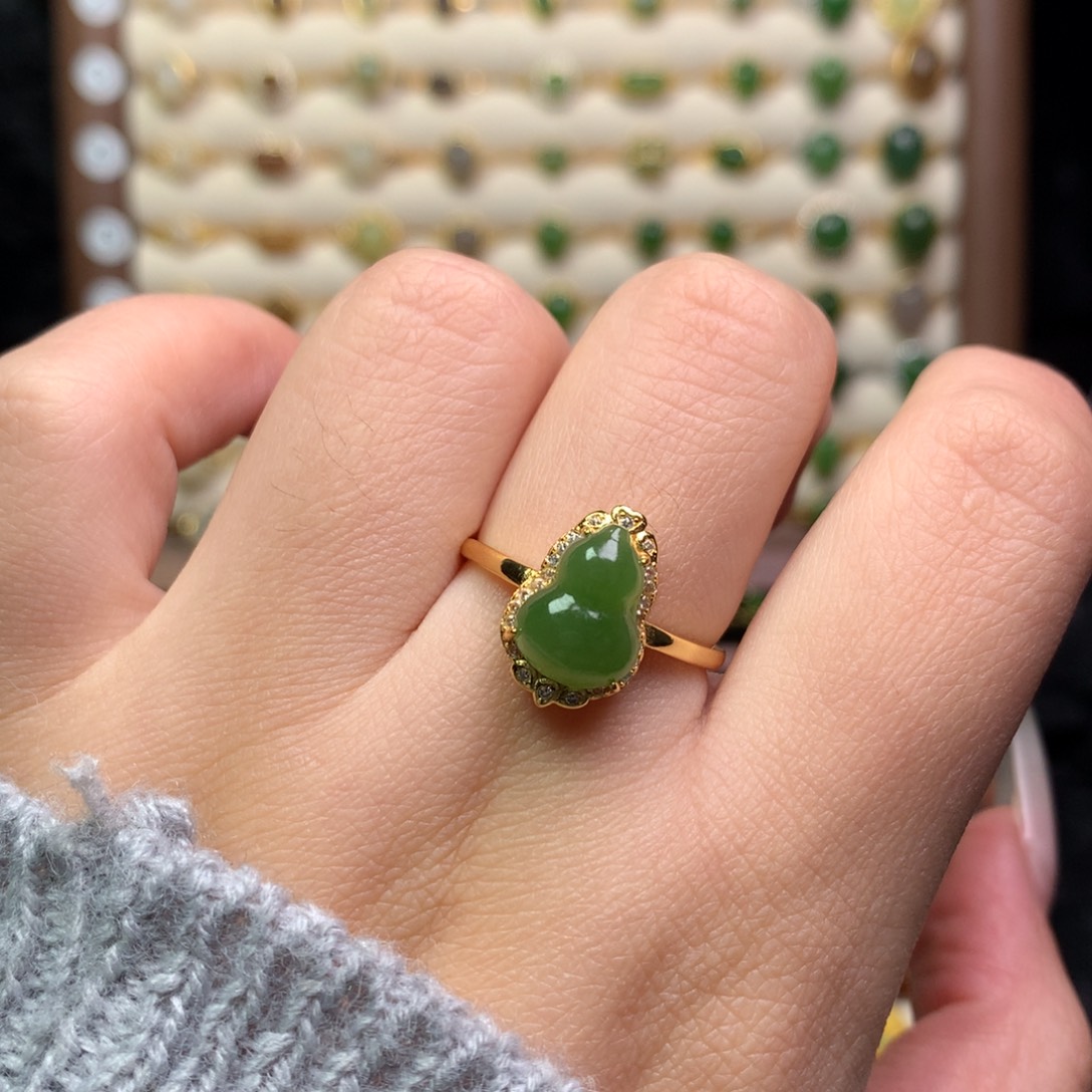 和田玉银S925镶嵌戒指