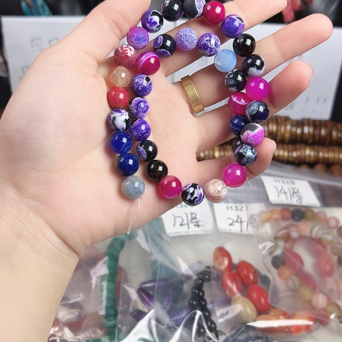 玛瑙/玉髓合金珠宝半成品h329 20m 紫玛瑙一条