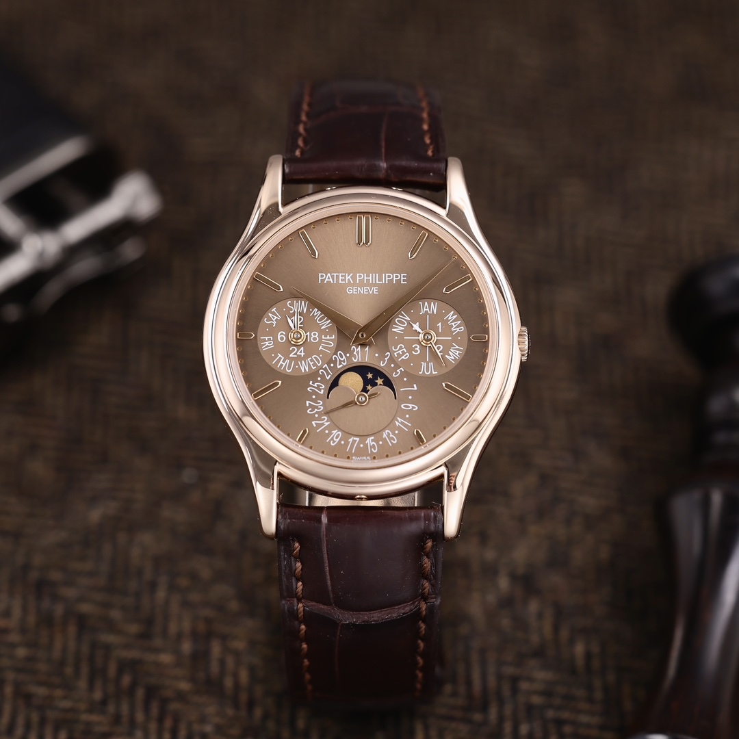 95新 Patek Philippe/百达翡丽 5140R 棕色日辉纹表盘 单表