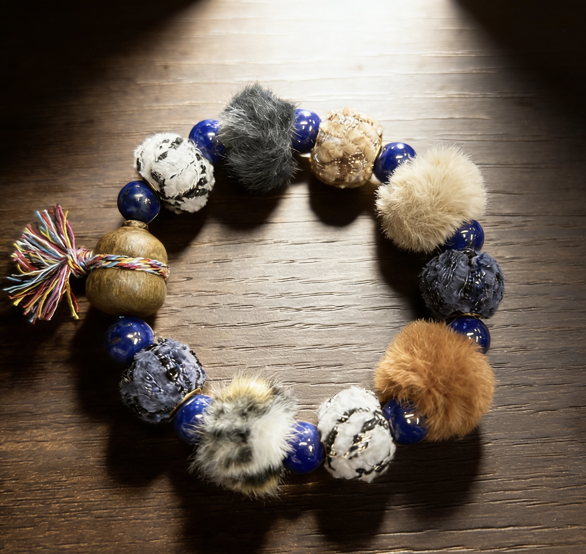 原创设计款小众毛绒青金石单圈手串