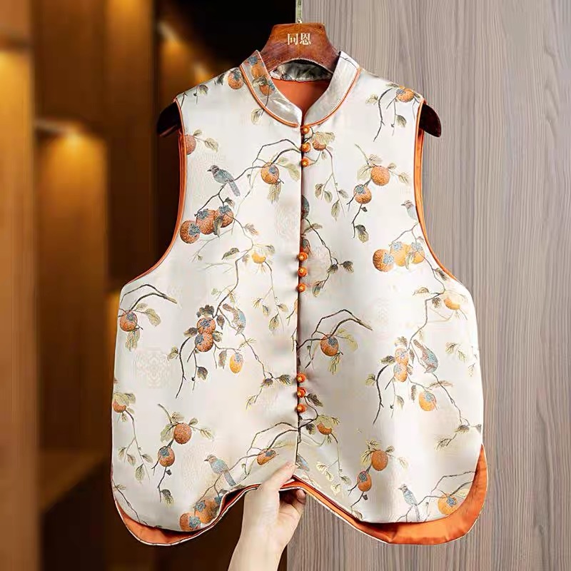 【柿柿如意】春季宽松新中式盘扣国风马甲2024D0261-梦依