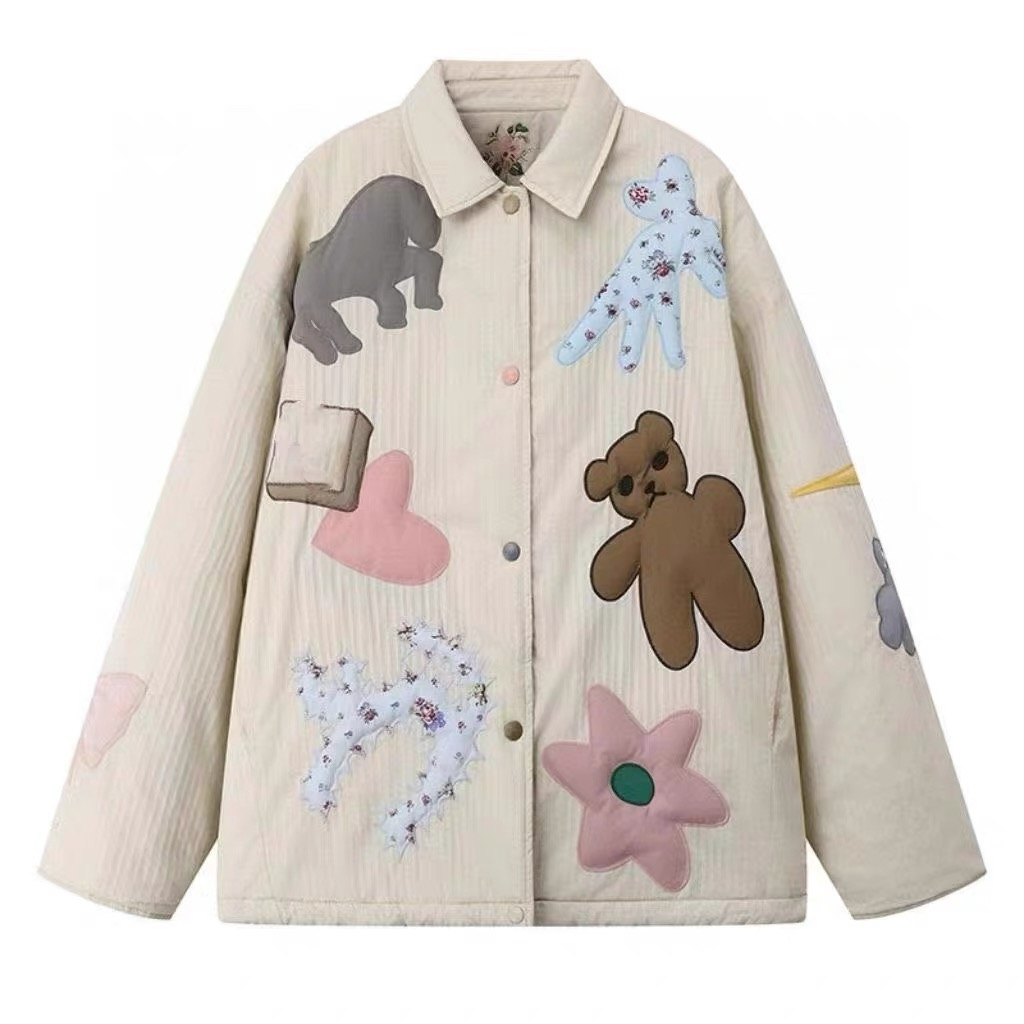 【S2115】冬季新款满满天真俏皮双面穿棉服外套上衣