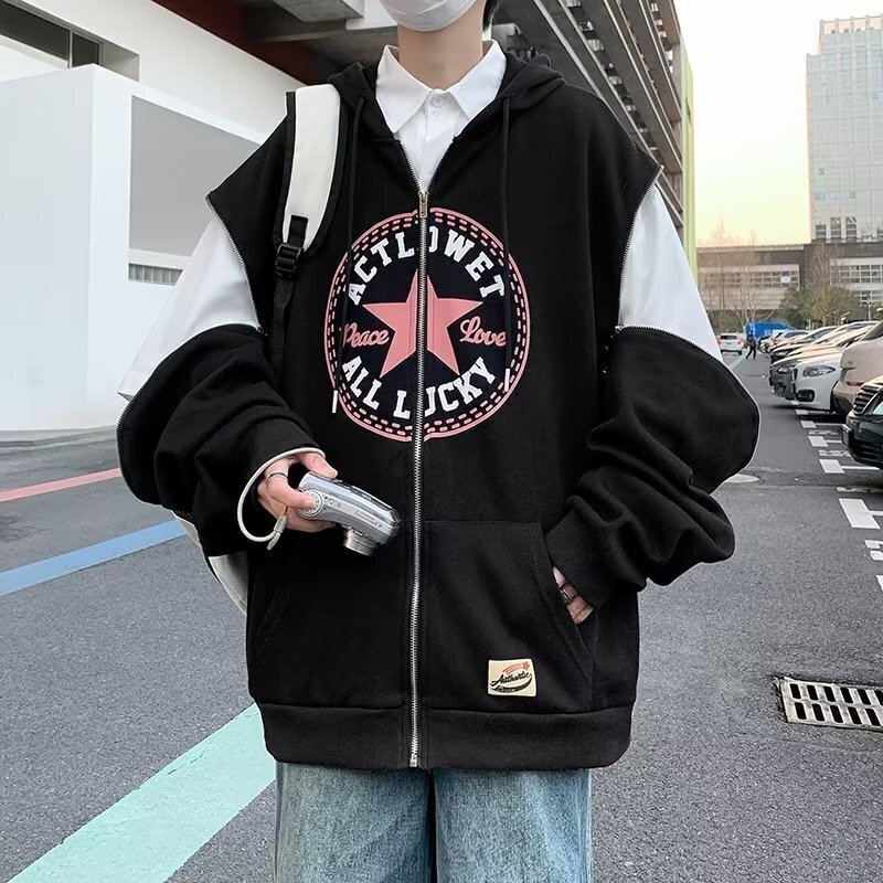W11卫衣男女嘻哈潮牌春秋季高街连帽宽松潮流情侣上衣外套