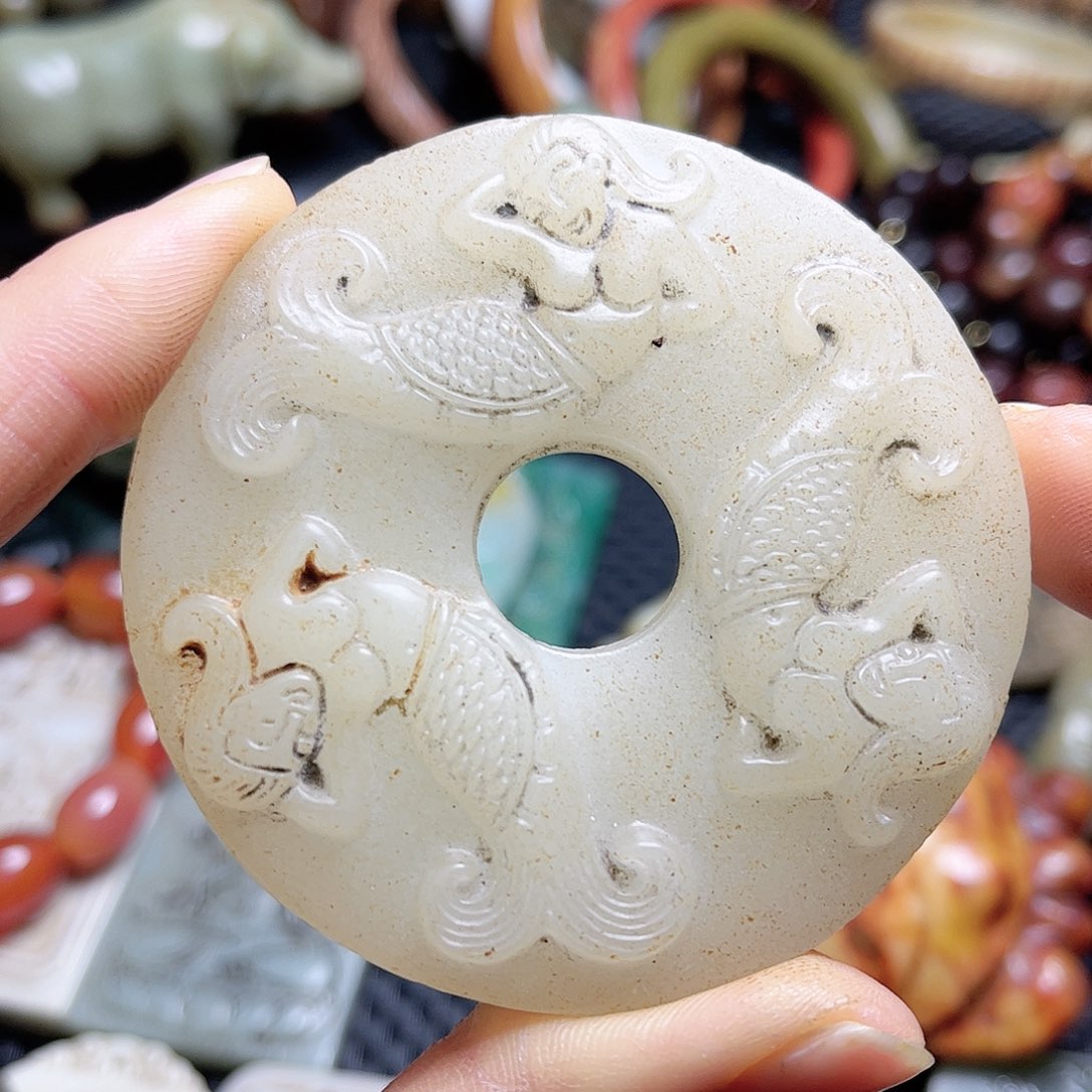 白玉菩提吊坠摆件