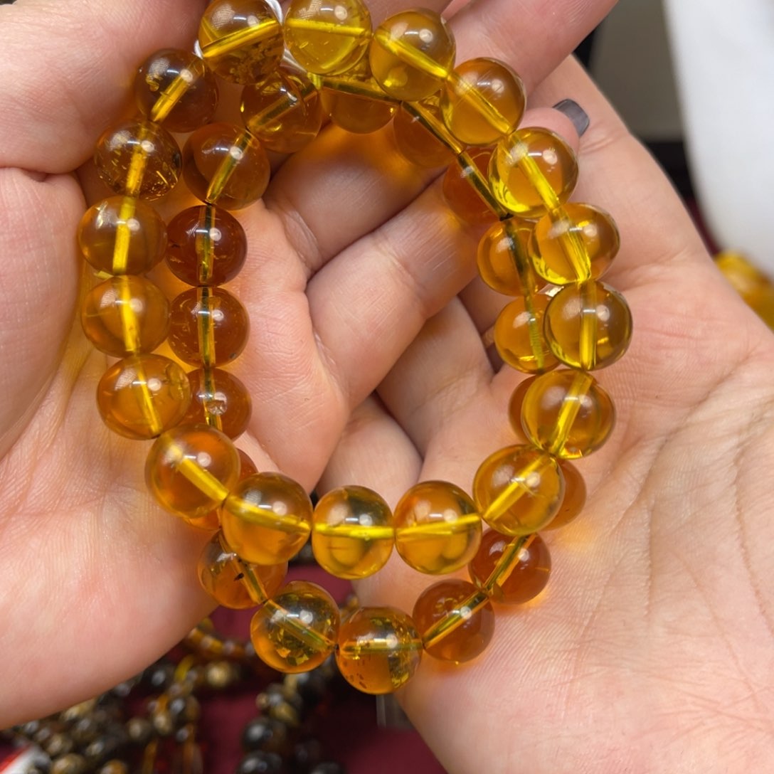 琥珀手链未镶嵌缅甸琥珀单圈手串11m