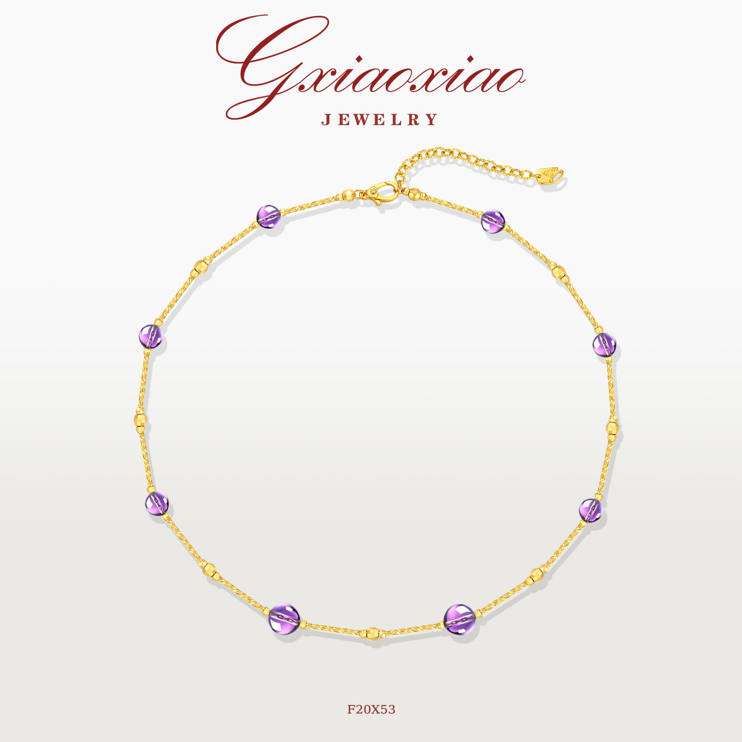 G XIAOXIAO 镀K金【紫醺】时尚气质复古浪漫百搭锁骨项链 F20X53