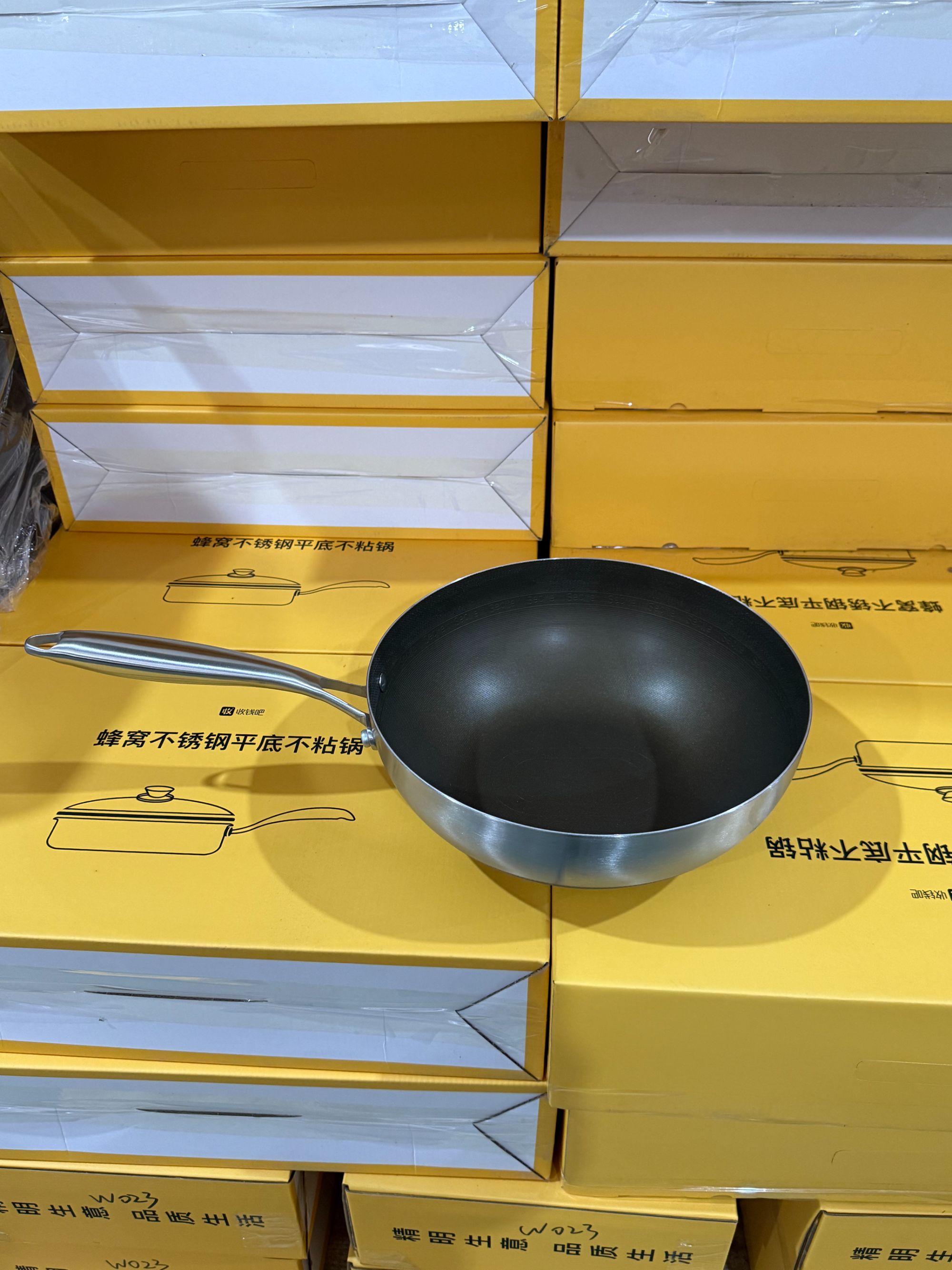 【品牌原单】 W046  XST 0涂层不粘钛炒锅 砂光开叉柄 28cm 