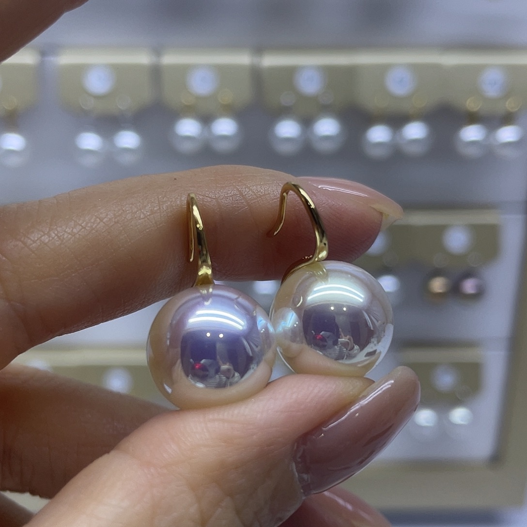 淡水珍珠耳饰18K金镶嵌