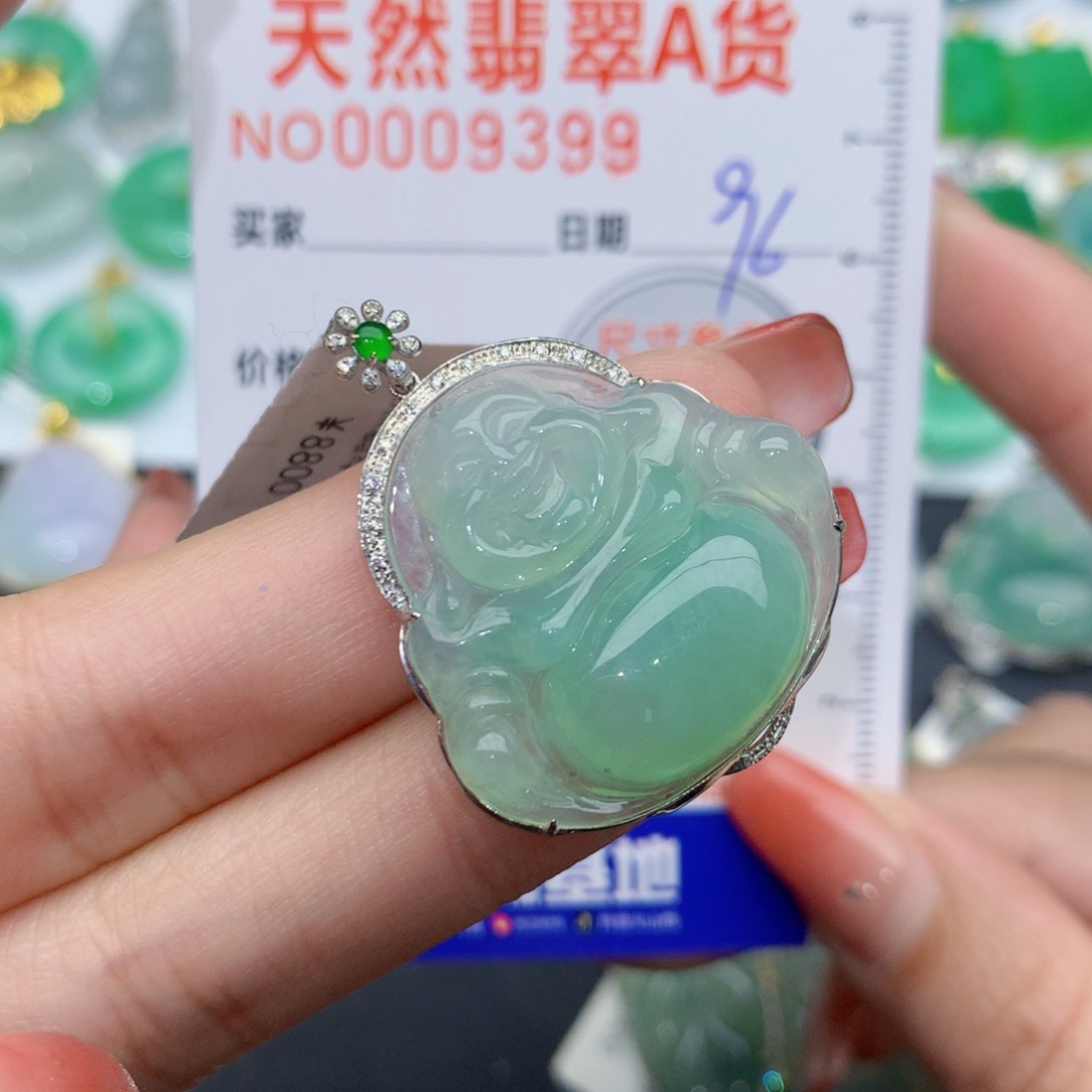 翡翠颈饰18K金镶嵌清****收佛公