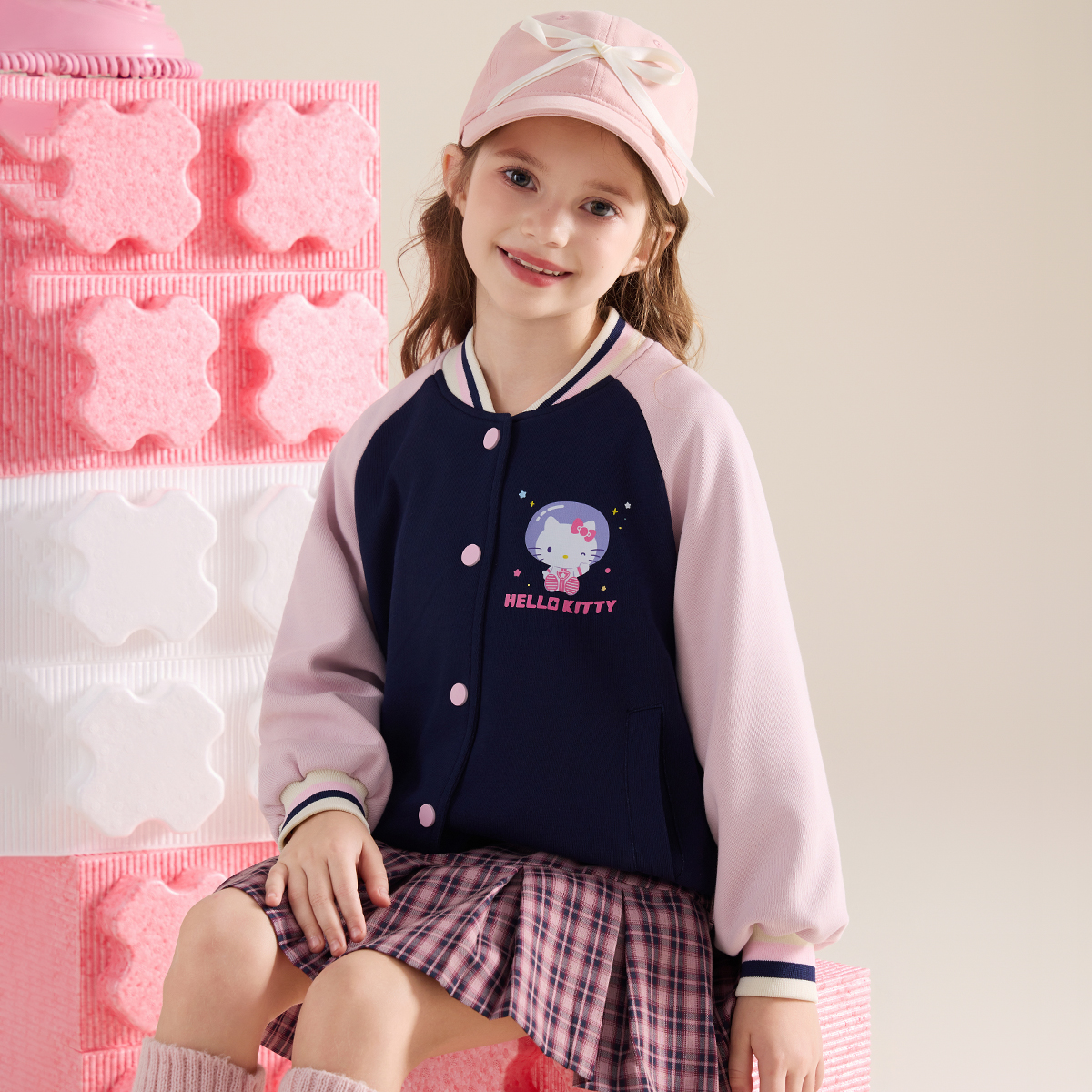 HELLO KITTY/凯蒂猫女童秋季新款外套25年中大童装运动休闲棒球服