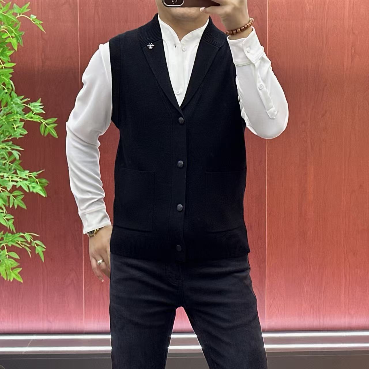 8611马甲 【杨会长男装】男士秋冬款绵羊毛混纺青果领针织马甲•绅士