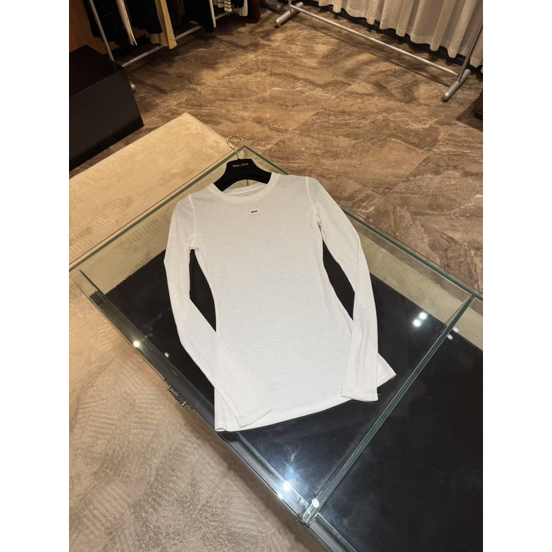 WW2025新款女士长袖白色休闲圆领上衣W201115