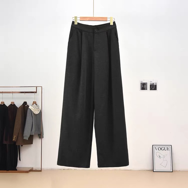 【W524黑灰直筒裤子】2025时尚百搭休闲洋气款直筒裤子