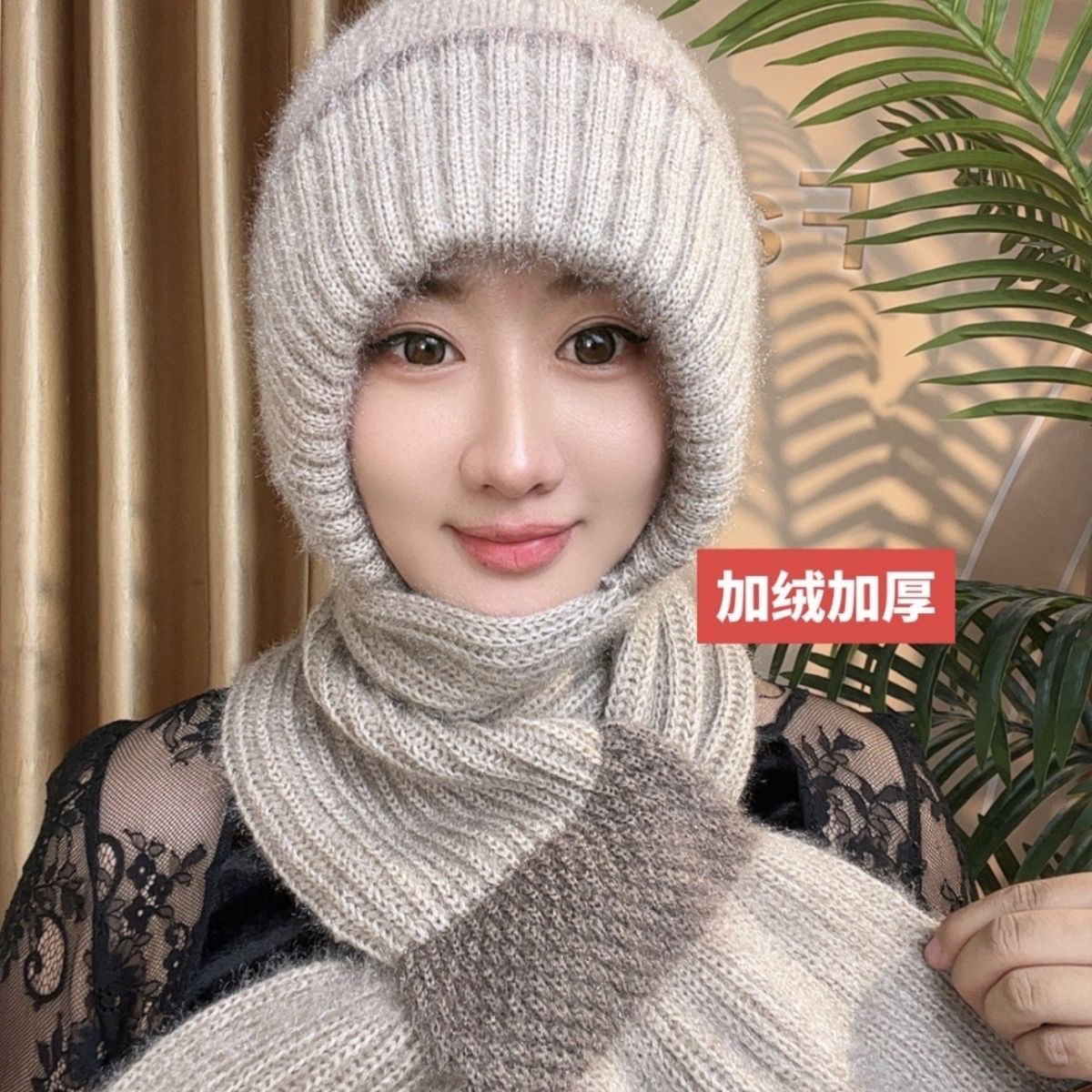 【保质保量】围巾帽子一体双拼双插口风雪帽加绒加厚抗风抗寒专用