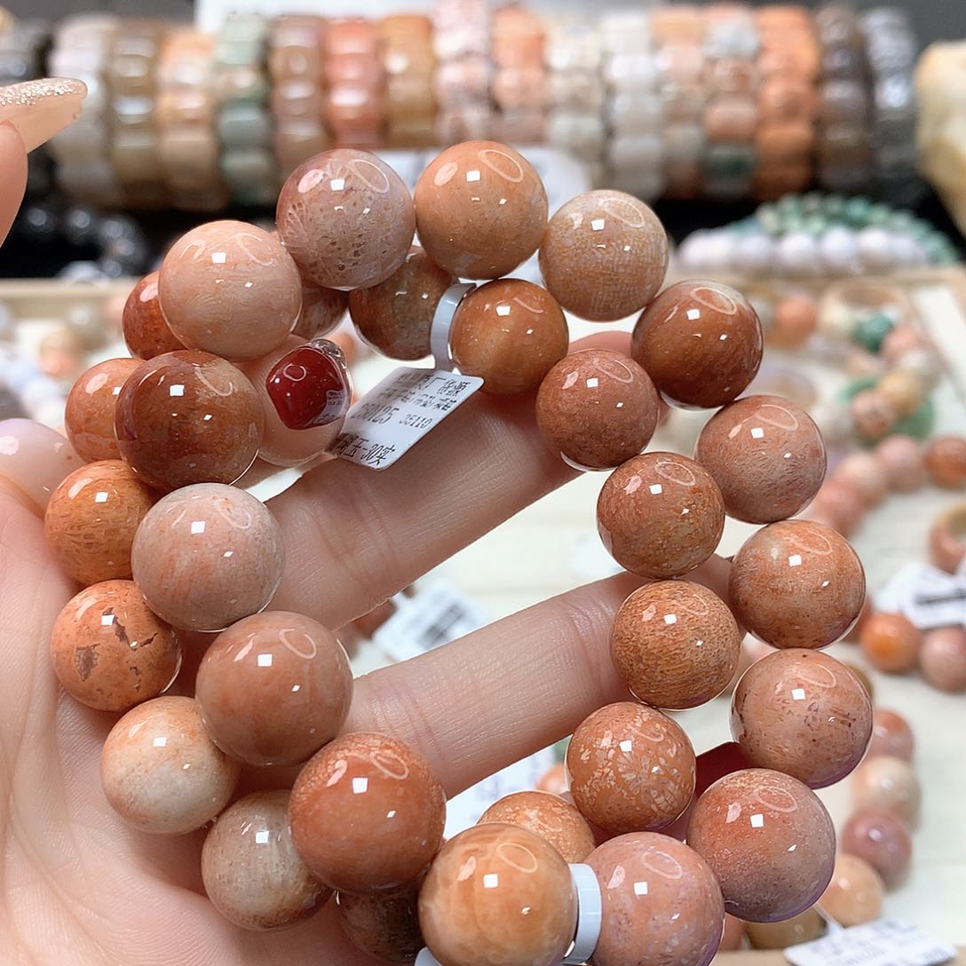 硅化珊瑚（珊瑚玉）手链未镶嵌?****233