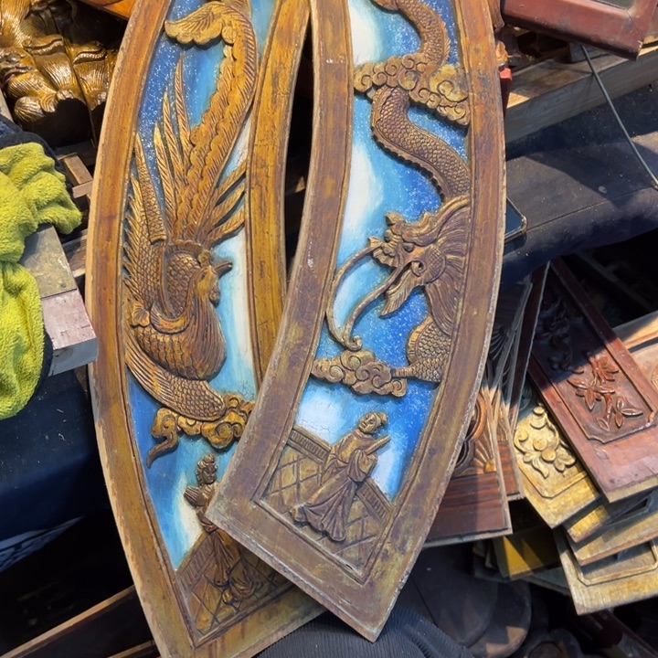 超***外香榧木老木雕花板艺术