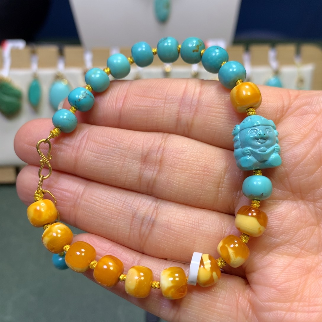 绿松石手链18K金镶嵌