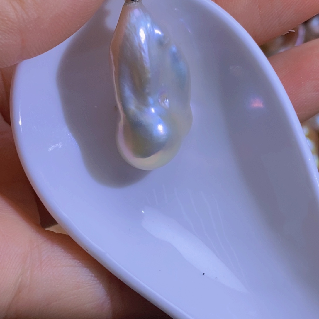 银S925镶嵌淡水珍珠微瑕