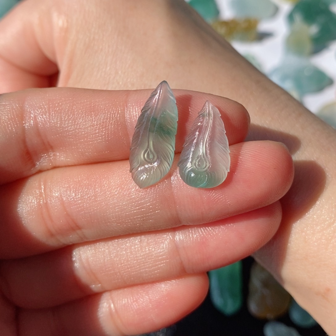 定制翡翠未镶嵌羽毛